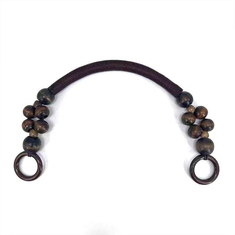 1pcs Nylon Hemp Rope Round Wooden Bead Handles for DIY Handbag, Vintage Ethnic Minimalist Style Wallet Chain Replacement Accessories