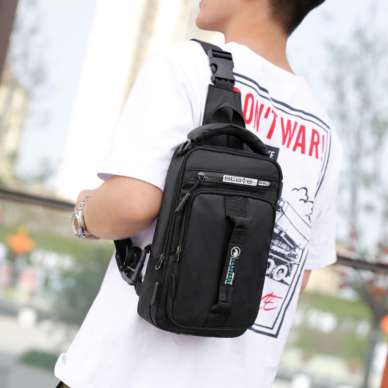 New Men's Chest Bag Charging USB Interface Chest Bag Multifunctional Single Shoulder Bag Backpack