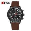 OFNS Men's Fashionable Multi-Functional Luminous Six-Needle Quartz Watch with Calendar and Waterproof Timer