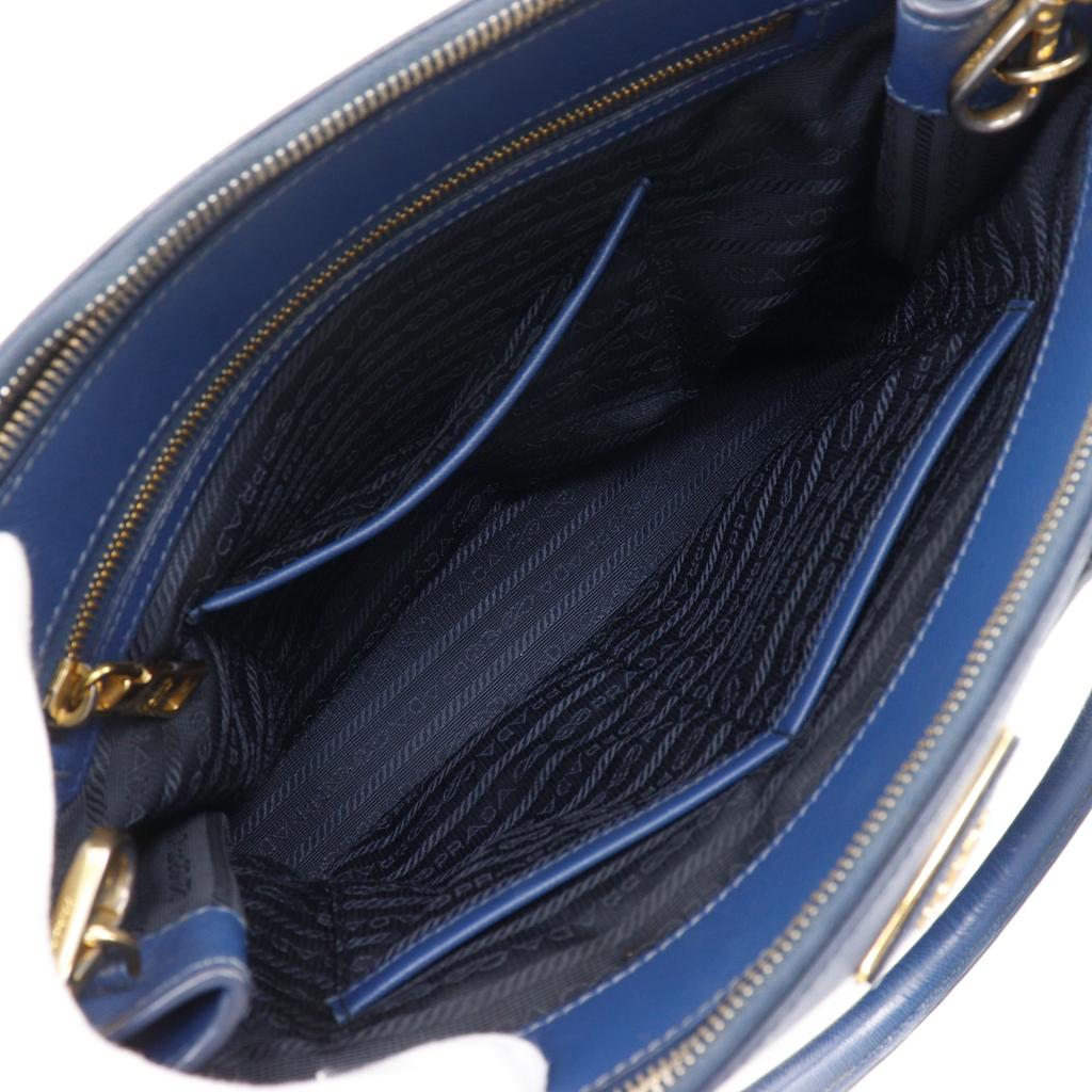PRADA Galleria Tote Bag 2WAYShoulder Blue Safiano Women Used