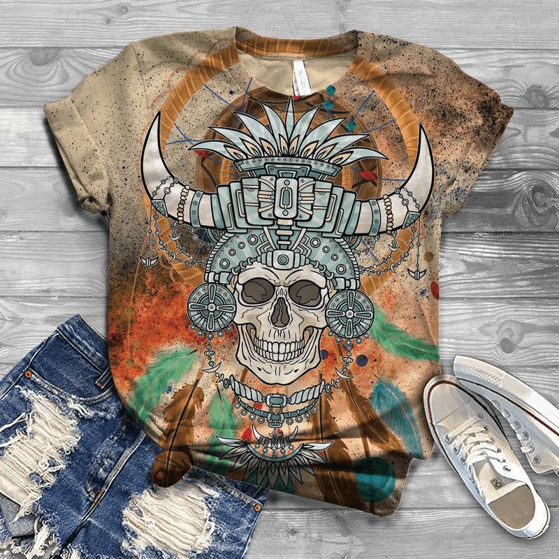 Uformell Kortermet Trykket Moteriktig Oversized 3D Topp Mønster T-skjorte for Menn Komfortabel Sommer Rund Hals