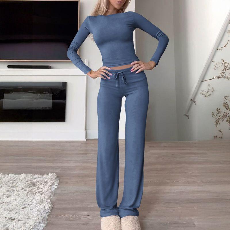 

and American Foreign Trade Women clothes 2025 Autumn and Winter Amazon Independent Station Sports Yoga Long sleeves Shirt Women s Trousers Set Cowboy Blue M