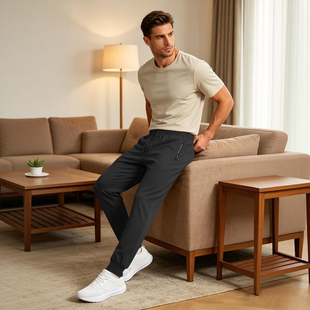 Men Lightweight Athletic Jogger Pants Quick Dry Running Golf Elastic Fitness Tapered Sweatpants Comfortable Workout Bottoms