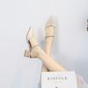 6871-1 Pointed Thick Heel Summer French High Heel Spring Versatile Lady Single Shoes Bag Head Half Slippers