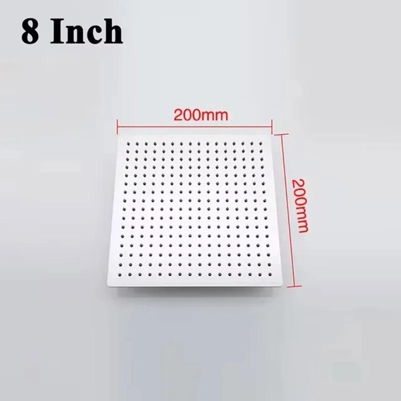 Stainless Steel 8/10/12 Inch Rainfall Shower Heads Square Showerhead Ultra Thin Waterfall Shower Head Pressurized Shower Head