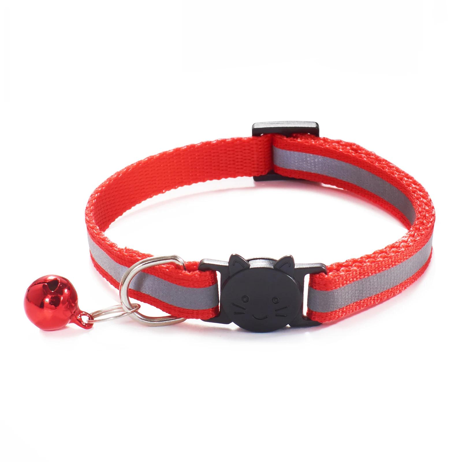 Reflective Breakaway Cat Collar Neck Ring Necklace Safety Elastic Adjustable With Bell Pet Products Kitten Collar Accessories Decoration