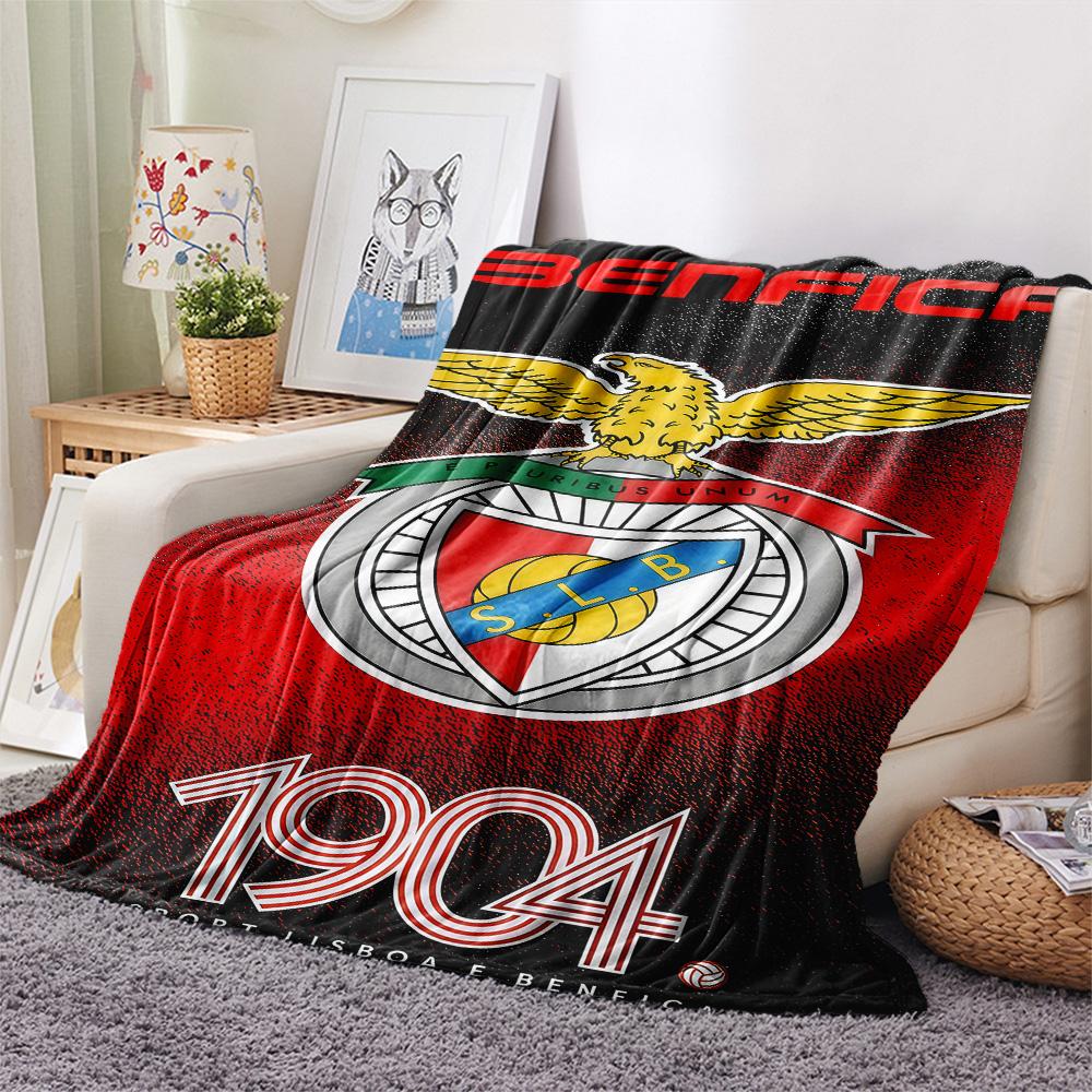 S.L. Coperta di Flanella LOGO Benfica, Alta qualità, Confortevole per Tutte le Stagioni, Arredamento per la Casa, Calore e Comfort