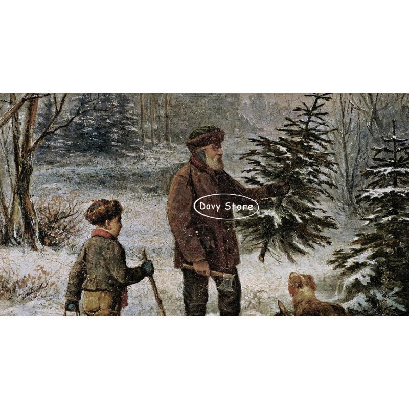 Vintage Vánoční strom Zimní sněhová krajina Plakáty Tisky Malba na plátně Sváteční Vánoční Nástěnné umění Obrázek do pokoje Domácí dekorace