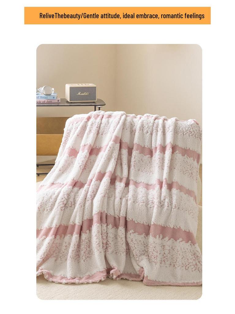 2025 Two-Tone Cationic Jacquard Blanket: Fresh, Stylish Stripes