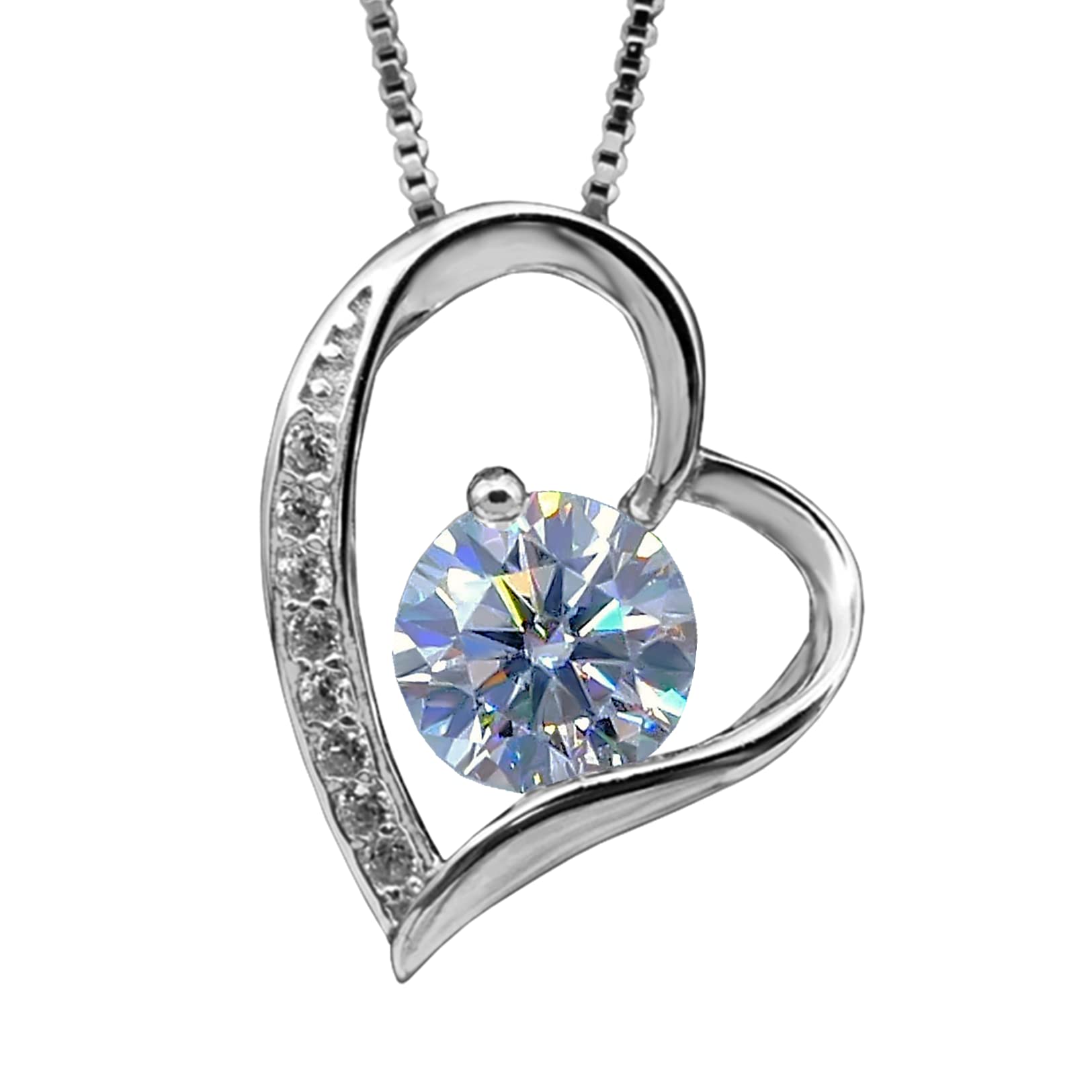 

Moissanite Necklace for Open Heart Present Set with Certificate of Authenticity for Women Simple [Atlacic] Women s Mother s Day, Birthday, Christmas,