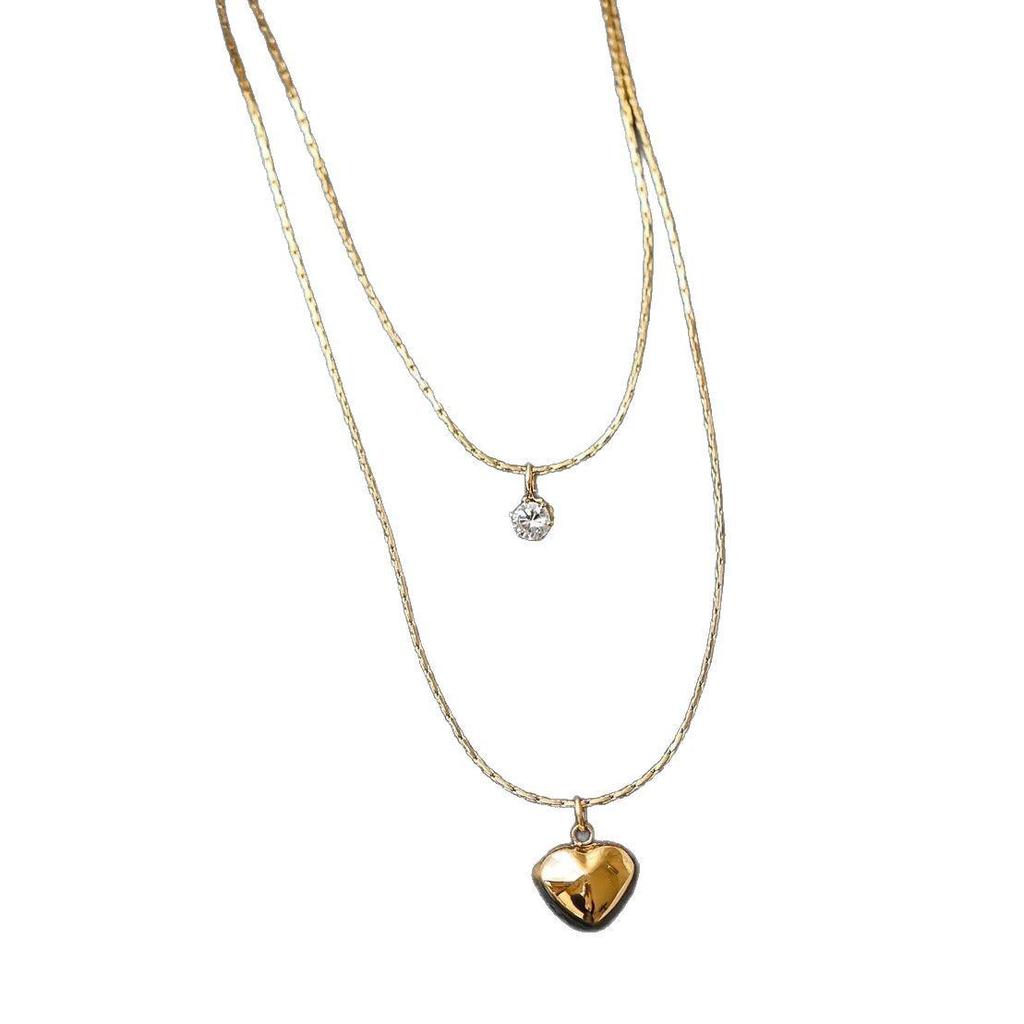 Modern Stylish Heart-Shaped Double Layer Pendant Necklace