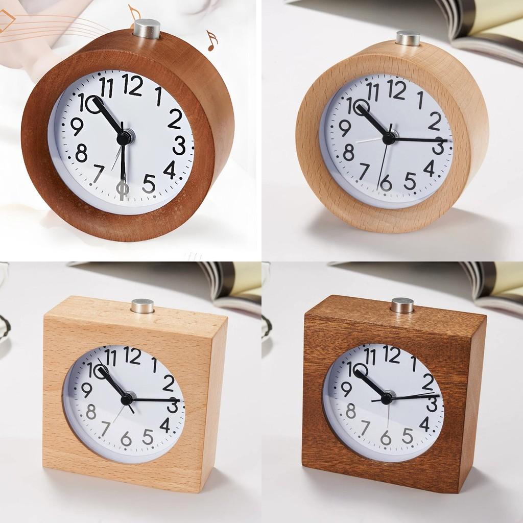 Wooden Bedside Alarm Clock With Led Display And Night Light For Students