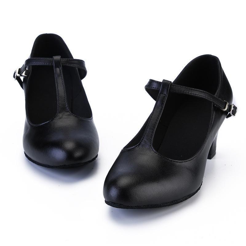 Leather Latin Dance Shoes for Women's Dance Parties Waltz Indoor Modern Dance Shoes Heeles 6cm