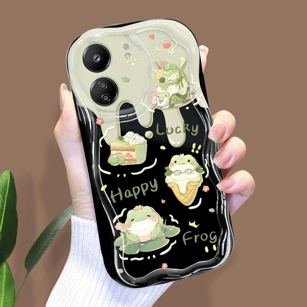 Søt tegneseriemønster kremteksturhylster Bølget kant mykt silikondeksel Telefondeksel til Xiaomi Redmi