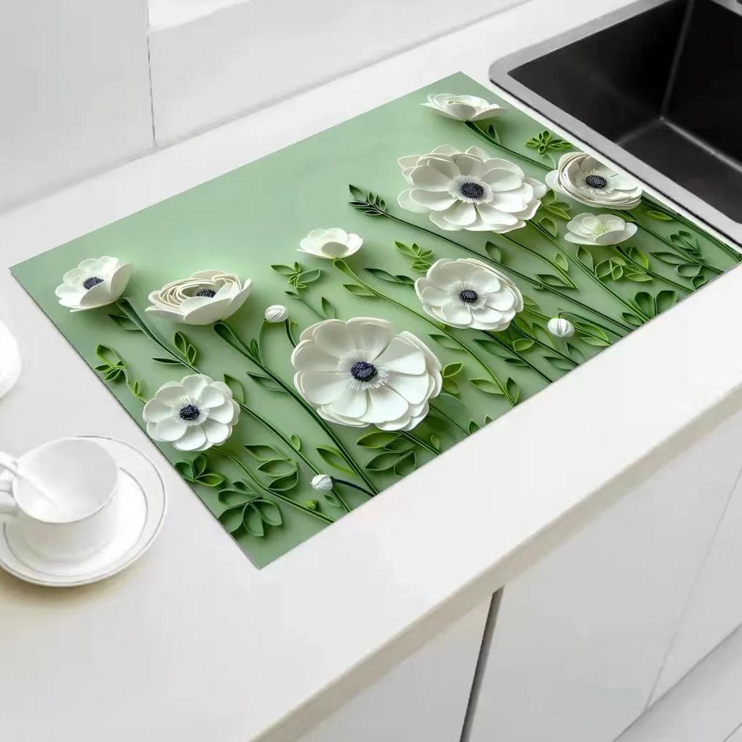 

Коврик для кухонной столешницы с впитывающим эффектом 3D Peony Flower 40x60 cm
