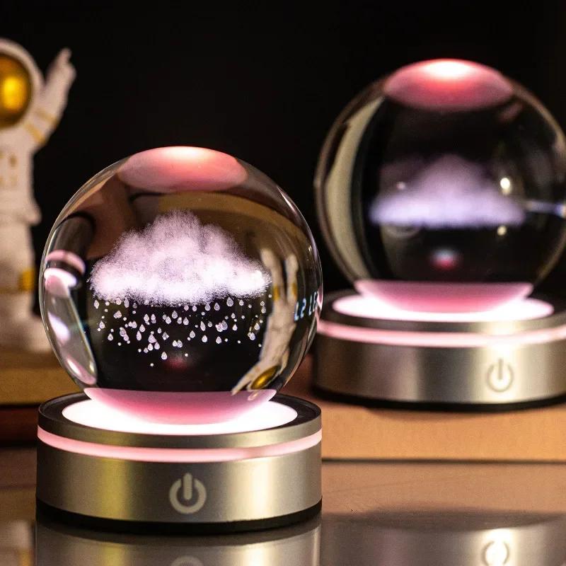 Veilleuse boule de cristal lumineuse planète galaxie astronaute 3D RVB lune lampe de table lampe d'ambiance décorations de table cadeaux pour enfants