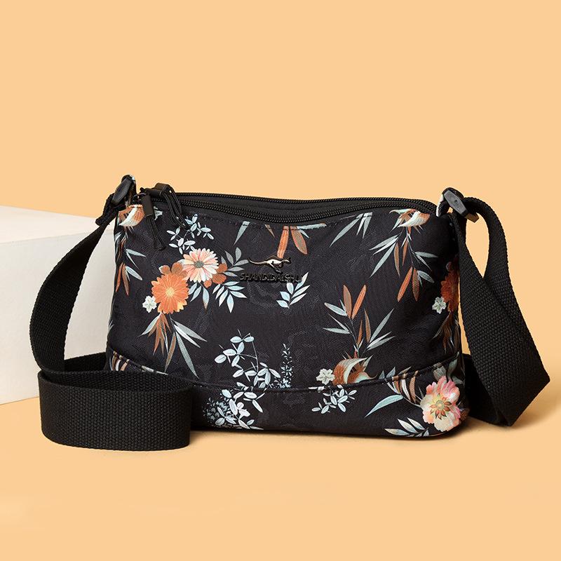 New bamboo leaf printed commuter bag women's high-end sense contrasting color small square bag fashionable casual simple messenger bag