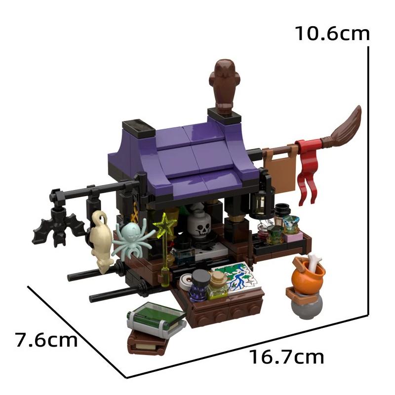 MOC Medieval Street View Scene Building Blocks Castle Bedroom Crossbow Siege Hammer Bulletin Board Sign Laboratory Bricks Gifts