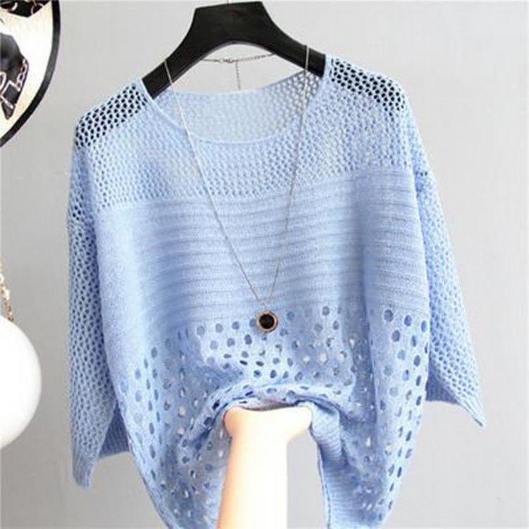 2026 Summer Women's Slim Hollow Knit Pullover - Lightweight Sun Protection Top
