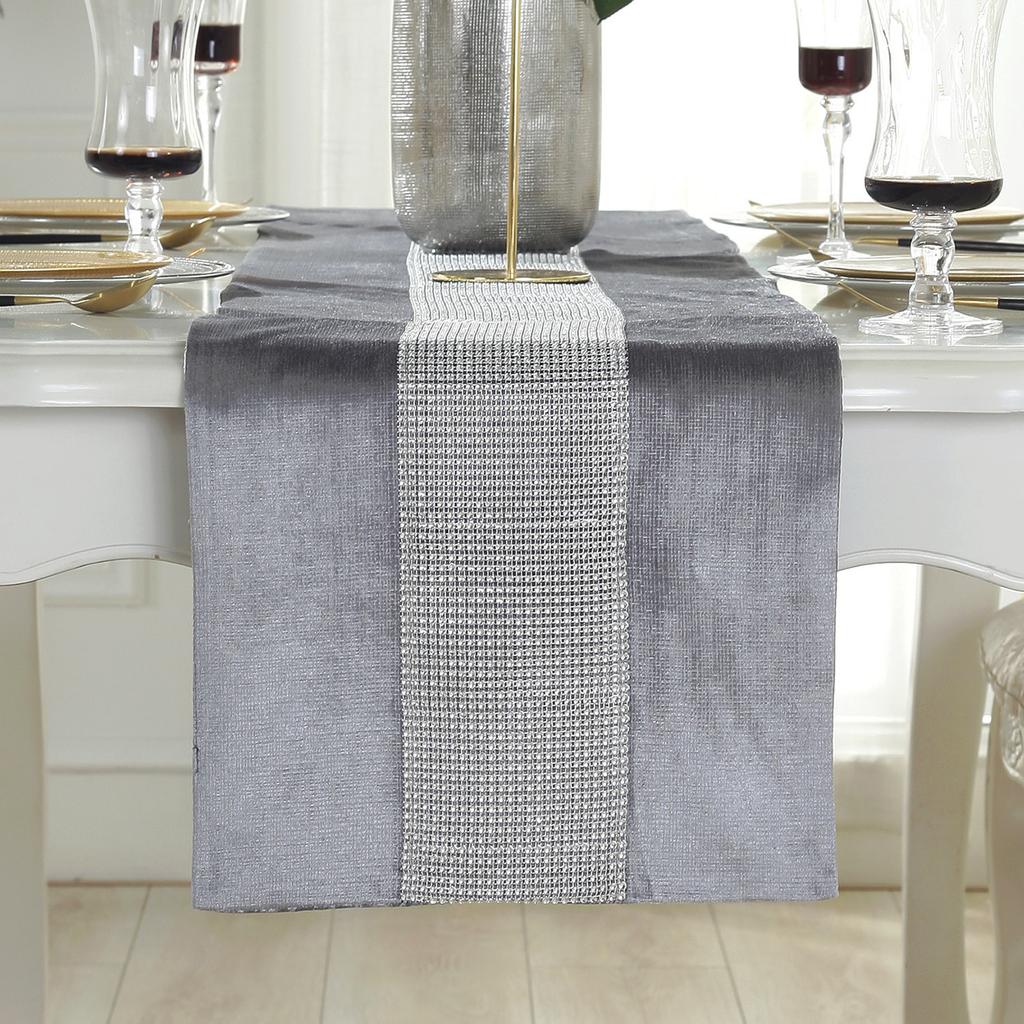 Premium Full Diamond Luxury Embroidered Table Runner Modern European Jacquard Table Runner Modern Style Sparkling Accessories,