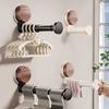 2pcs Vintage Style Suction Cup Balcony Clothes Hanger Wall Storage Rack Multifunctional Retractable Hook Household Clothes Rack