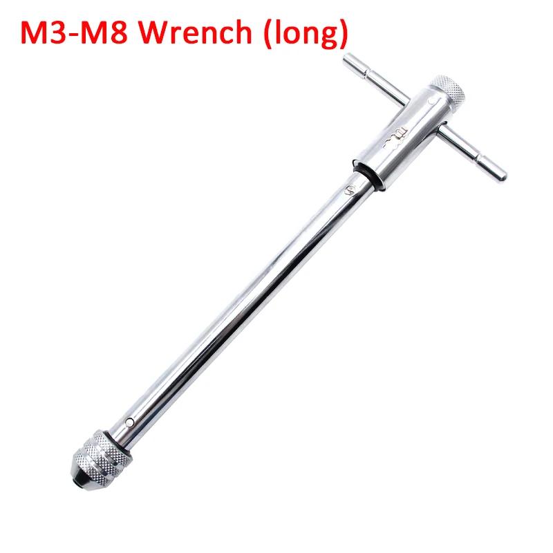T-Handle Ratchet Tap Wrench M3-M8 M5-M12 Wrench 5Pcs Set Of M3-M8 Taps Adjustable Ratchet Hand Wrench Manual Tapping Accessories