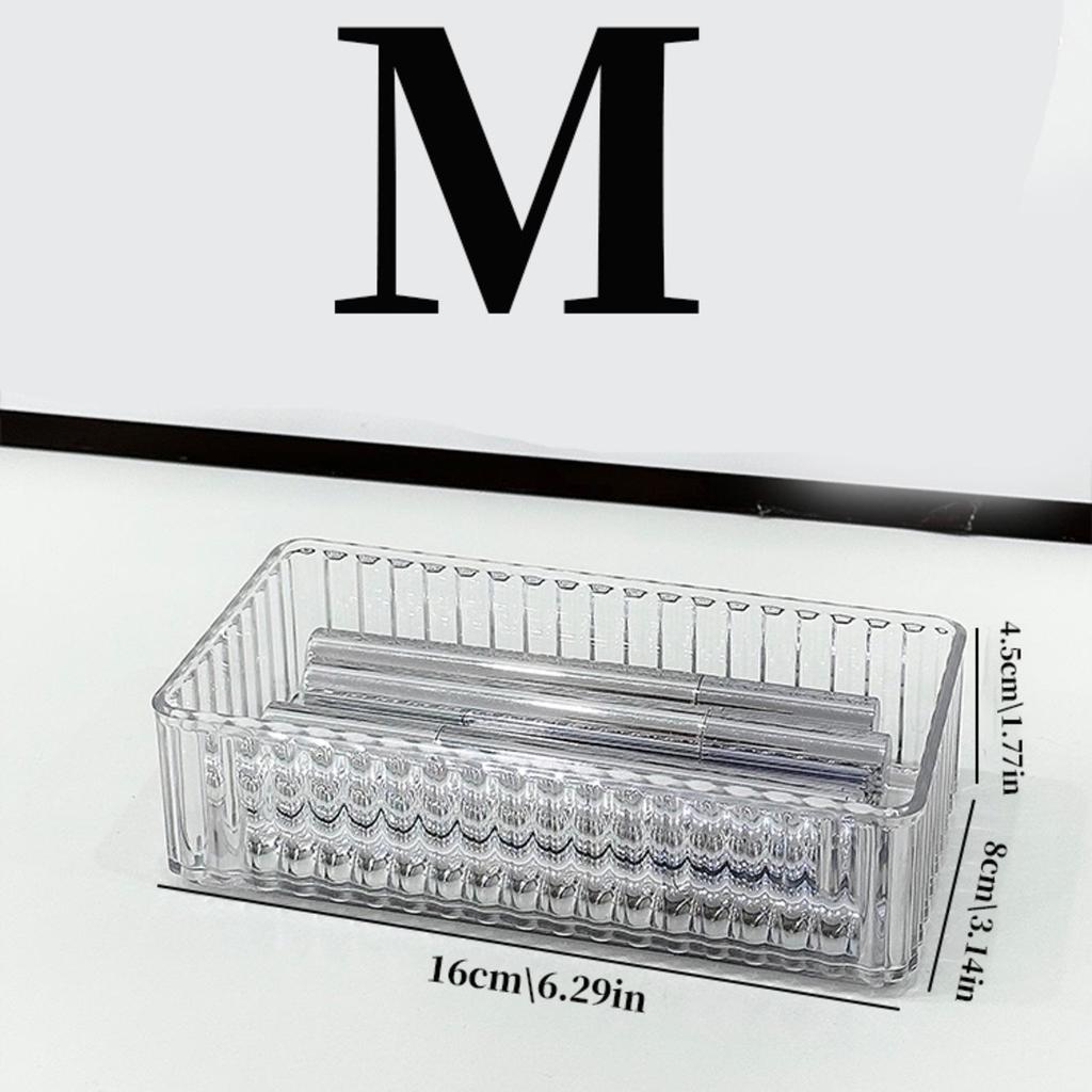 Transparent Rectangular Cosmetic Organizer for Lipsticks & Brushes