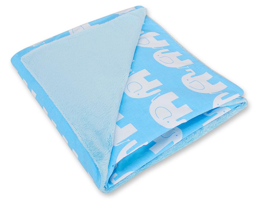 Large baby wrap for the stroller carrier seat, double-sided - Blue Elephants
