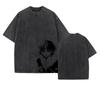 Manga Graphic T-shirt Chrollo Vintage Washed Oversized T Shirt For Men Women Clothing Cotton Short Sleeve Tees