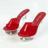 Fashion Summer Clear PVC 14cm Thick High Heel Platform Slippers - Women's Fashion Sexy Party Dress Sandals with Waterproof Base