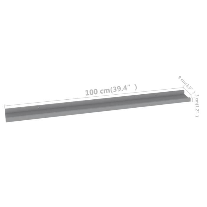 VidaXL Wall Shelves 4 Pcs Grey 100x9x3 Cm