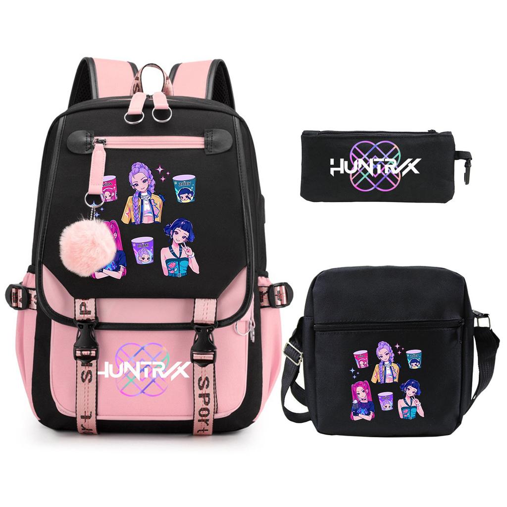 KPop Demon Hunters Korean version of student school bag children's backpack pencil bag set