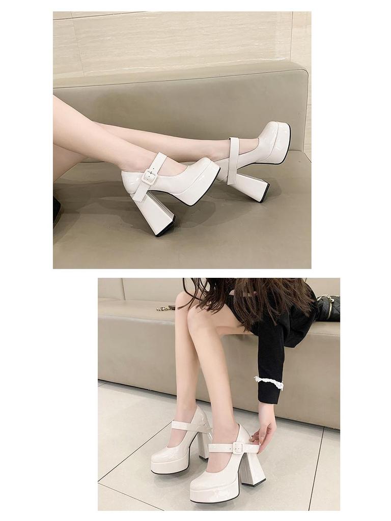 2025 Chunky Heel Black Mary Jane High Heels for Petite Women – French Niche Design