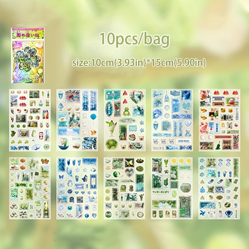 10pcs/bag PET Vintage Snacks Fruits Shop Stickers For Scrapbooking Kawaii Stationery Notebook Background Sticker DIY Decoration