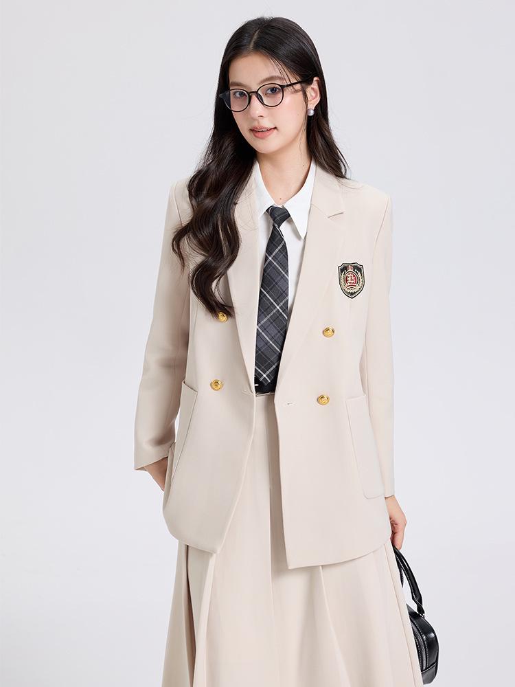 Женский Корейский Стиль Преппи Свободный Крой Пиджак Костюмный, Осень/Весна Высококачественная Мода Large