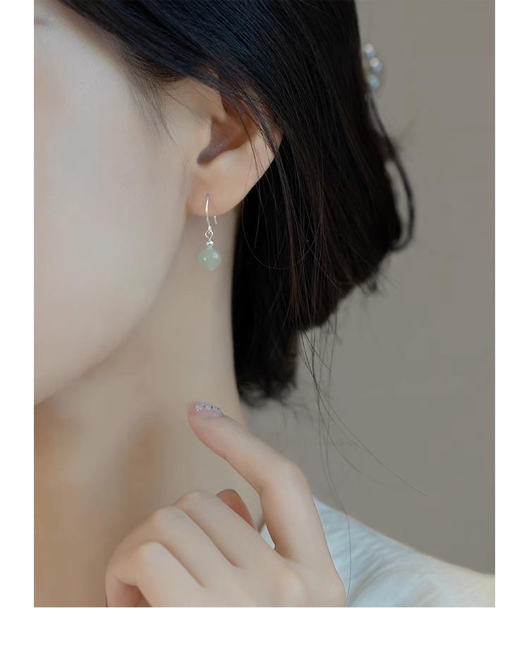 Hetian Jade and Red Agate Earrings - S925 Silver, Vintage High-End Design for Women, Autumn/Winter 2023