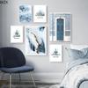 Modern Islamic Allah Muslim Wall Art Blue Peony Flower Pictures Canvas Painting Prints And Posters Islam Home Decor Posters