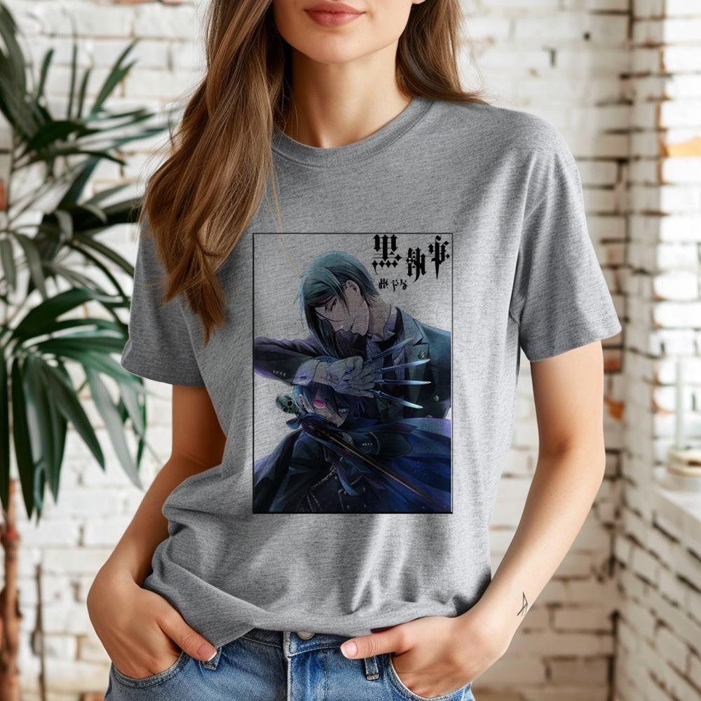 Black Butler shirt women Psychedelic women Graphic Retro korean clothes University t-shirt Retro harajuku Y2k 2000s Grunge