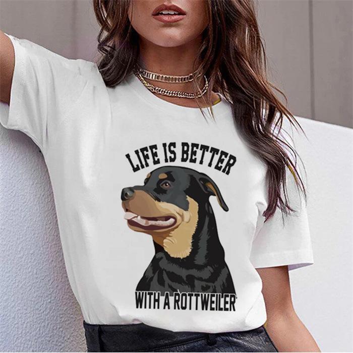 Summer Round Neck Printed Top Fashionable Casual Cute Short Sleeved Women's Pure Cotton T-shirts