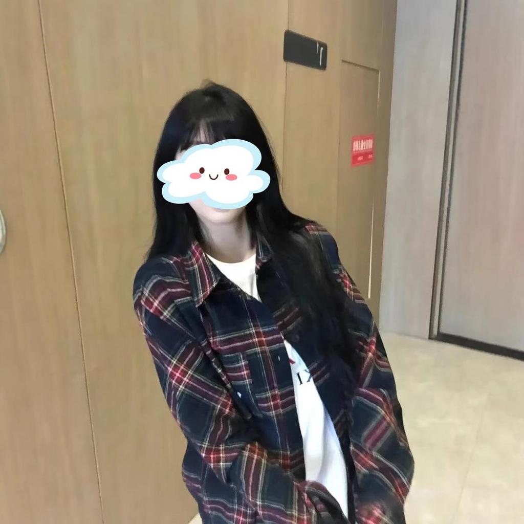 Women's Burgundy Retro Plaid Embroidered Shirt - Trendy, Loose-Fit, Long-Sleeve Jacket for Spring/Summer