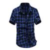 Mens Short Sleeve Lattice Plaid Painting Large Size Casual Top Blouse Shirts,men Blouse