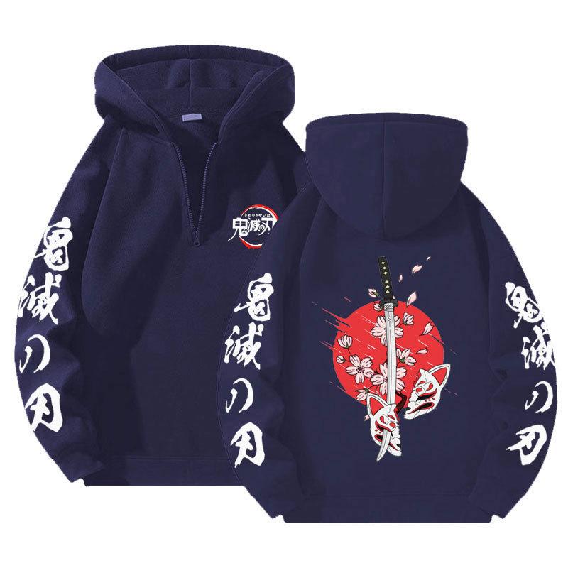 Demon Slayer Harajuku Anime Hoodies Men Kawaii Manga Graphic Zipper Coats Kimetsu No Yaiba Cartoon Printed Streetwear Sweatshirts Unisex Pullover Tops