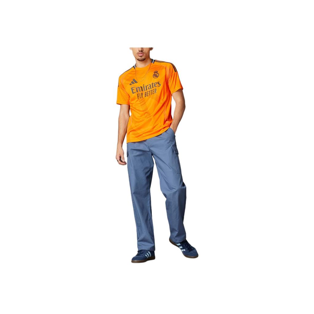 Adidas Real Madrid SS24 Fashion Logo Casual Away Short Sleeve Football Shirt Men Tops Orange IU5013