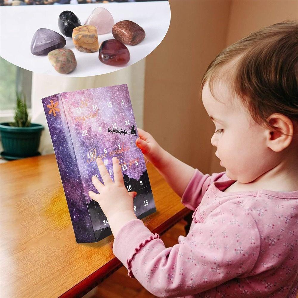 

24-дневный Адвент-календарь из натурального камня, календарь обратного отсчета, забавная развивающая игрушка, детский подарок