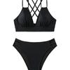 New Solid Color V-neck Sexy Bikini Split Women's Swimsuit Swimsuit