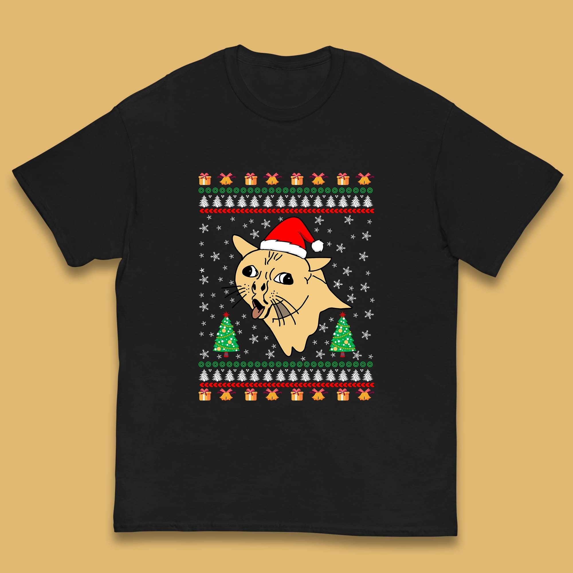 Coughing Cat Meme Christmas Kids T Shirt 100