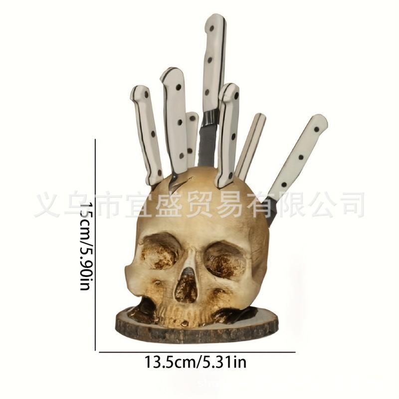 Halloween Skull Fork Knife Decor Spooky Gothic Home Yard Party Ornament