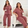 Women’s Oversized Sleeping Suits Short Sleeves Button Up Shirts Long Pants Loose Comfy Pajamas Spring Summer Night Sleep Wear
