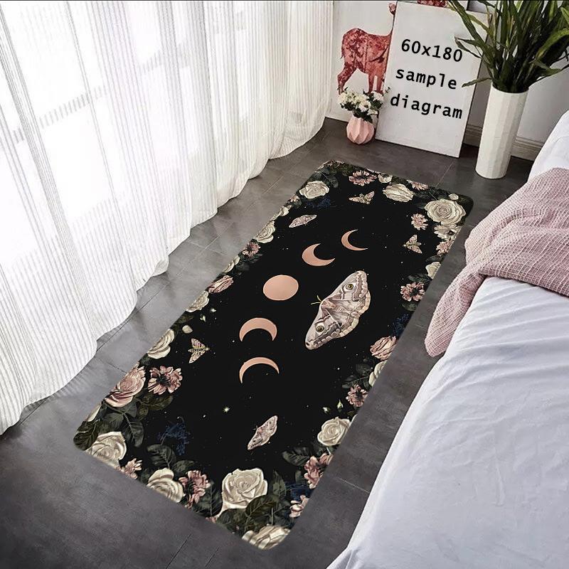 Celestial Moon Phase Carpet Mat Rug - Sun Star Pattern Home Decoration for Bedroom Living Room Decor Carpets for Living Room