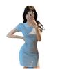 Sweet Summer Polo Collar Knit Dress: Slimming Short Sleeve Hip-Hugging Style